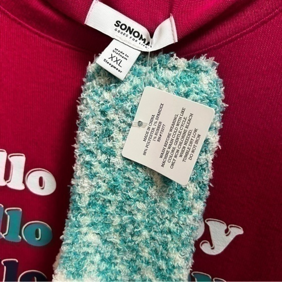 Sonoma Women’s Plus Size 3 Piece Pajama Set Long Sleeve Pants Socks - Picture 5 of 8